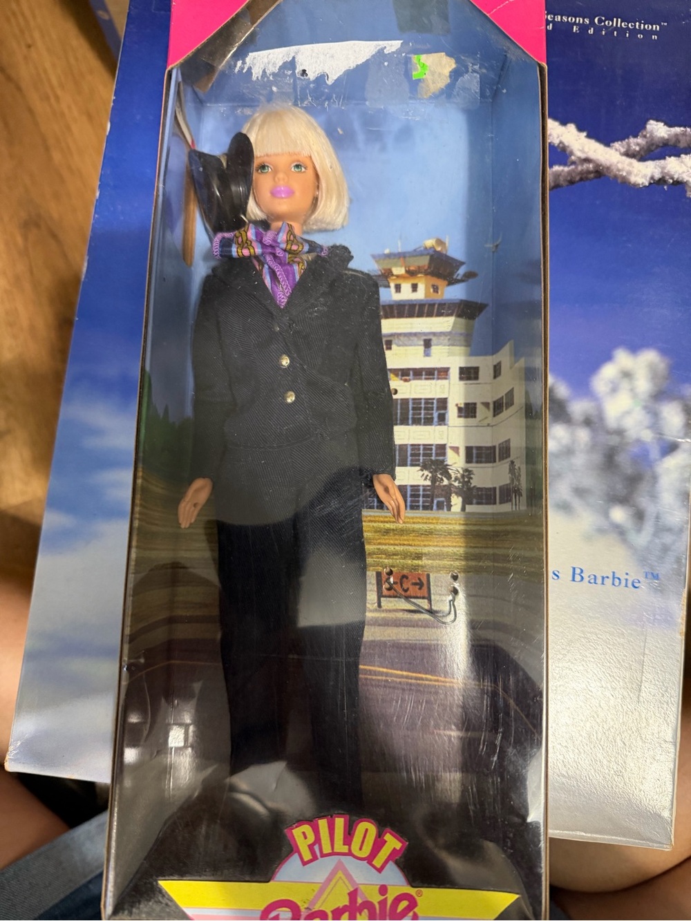 Barbie Pilot Doll in Black Uniform with Purple Scarf